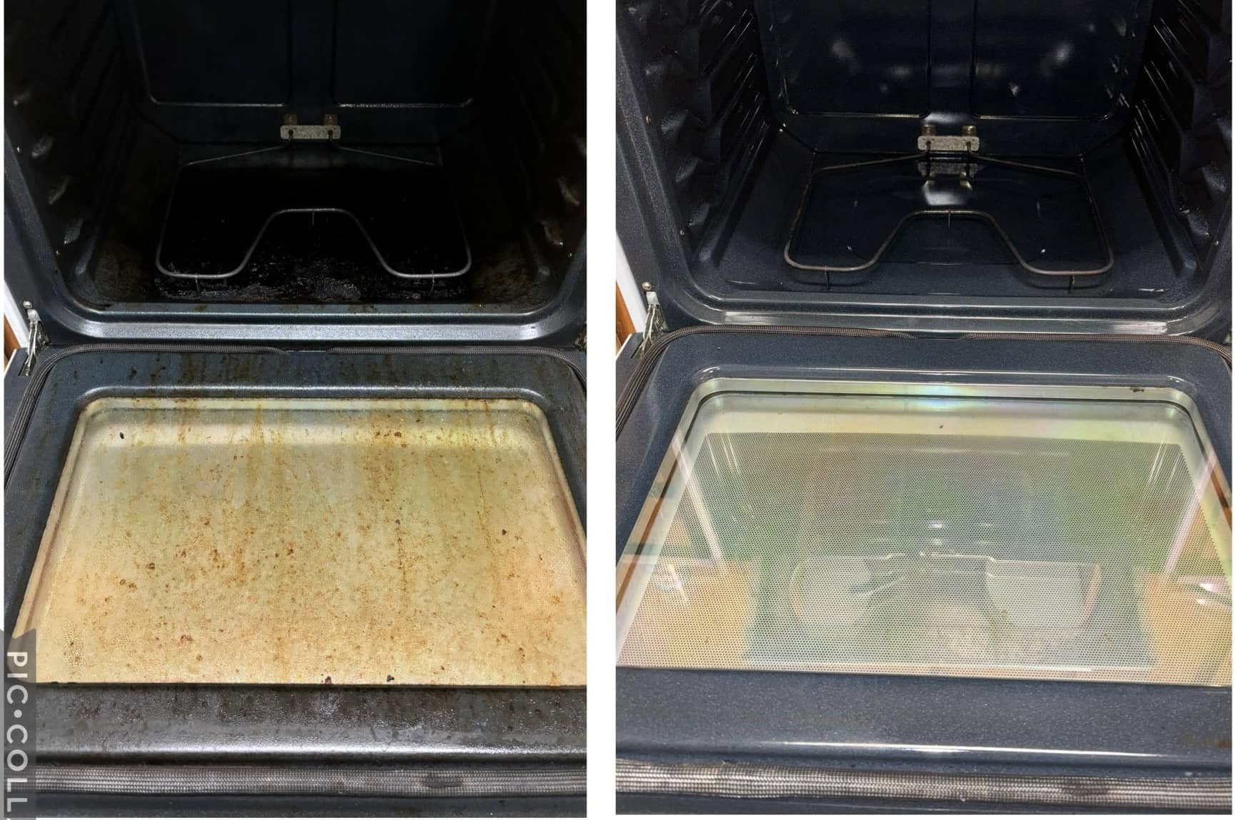 Before and after cleaning result on an appliance